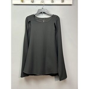 Haoduoyi Shirt Womens Small Black Long Sleeve‎ Flared Hem Modern Minimalist Top